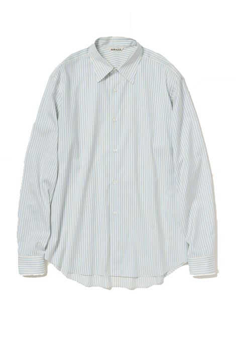 cotton silk stripe man white AURALEE | A25AS01CSWHITE STRIPE